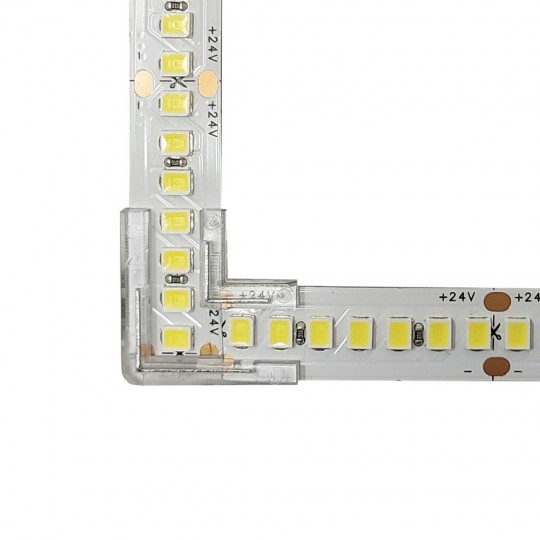 Conector de união L transparente para tiras de LED - COB + SMD - 10mm - IP20