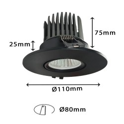 Downlight LED 15W - Ajustável -  PRETO - CRI+92 - UGR13