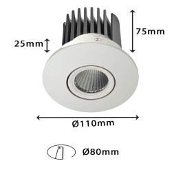 15W LED Downlight - Adjustable - WHITE - CRI+92 - UGR13