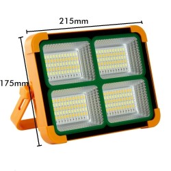 Portable Solar LED Floodlight - 200W Chip - Power Bank + Rechargeable USB