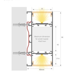 Aplique Linear LED - OULU PRETO - 0.44m - 0.94m - 1.44m - 1.94m - IP54