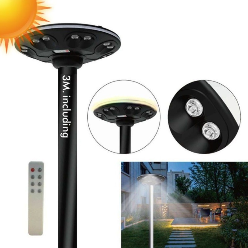 Farola Solar LED con Columna - GARDEN - ABS- 4000K+ Mando de Control