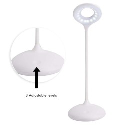 Lâmpada de mesa LED - 9W - ALESUND - Flexo Branco - CCT - Bateria de Lítio - Dimmable