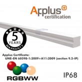 Réglette IP68 Linéaire LED  RGB+WW  - NEW YORK  ANONYMISÉ ARGENT - 24V.