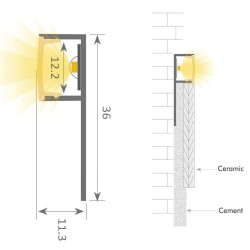 Régua LED - IP68 - Linear COB - Embutida - ALASCA ANODIZADO PRATA - 12V