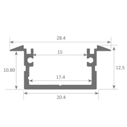 Regleta IP68 Lineal LED COB - Empotrable - BERLIN ANONIZADO PLATA - 12V.