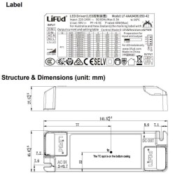 Driver LIFUD  para luminarias LED de 38W 950mA -No Flick- 5 años Garantia