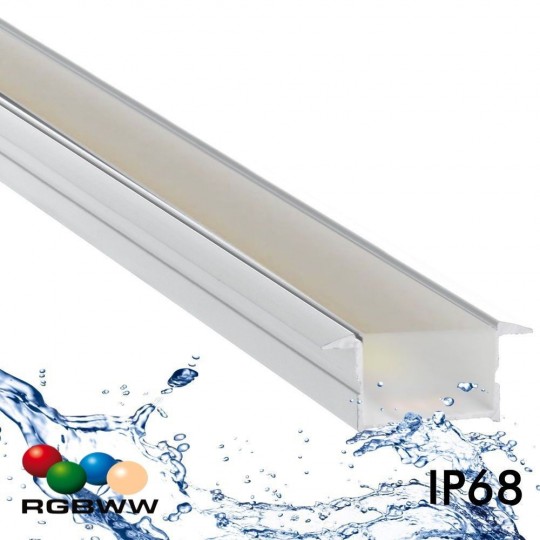 Linear LED Luminaire - IP68 - Recessed  - RGB+WW - ANODIZED SILVER BERLIN XL  - 24V