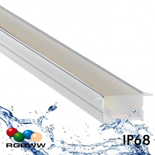 Regleta  IP68 Luminaria LED Lineal - Empotrable  -RGB+WW - BERLIN XL ANONIZADO PLATA - 24V.