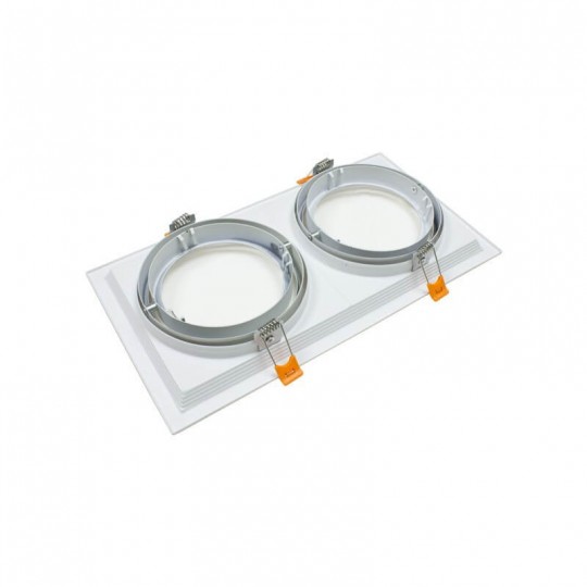 Aro Branco  Downlight Quadrado Basculante paraLED AR111 x2