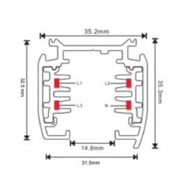 Buy 3-PHASE Track  Rail White - 1 meter