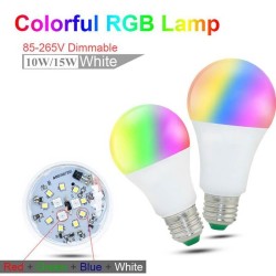 Lâmpada LED RGB 10W 270º E27 com Controle Remoto