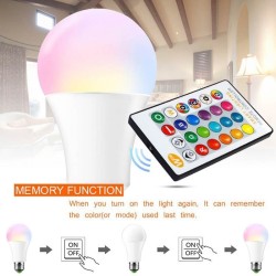 10W LED Bulb RGB 270º E27 with Remote Control